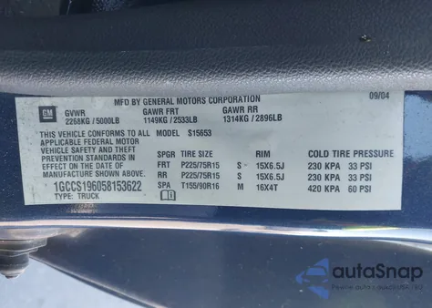 2005 Chevrolet Colorado Ls z USA, uszkodzony, nr VIN 1GCCS196058153622